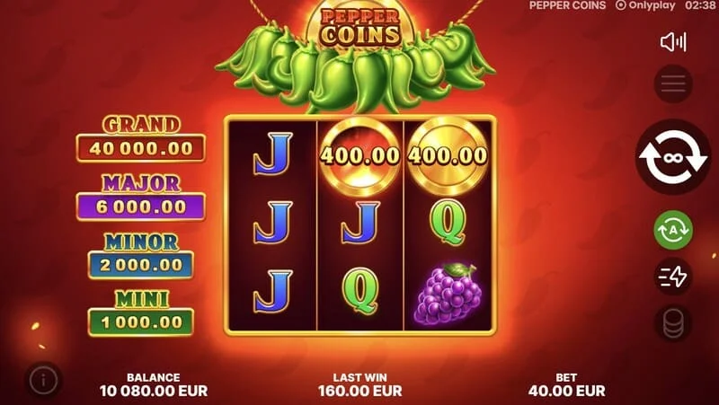 Pepper Coins - bonusmynt i Hold and Win-rundan